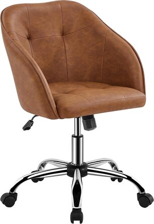 Крісло Yaheetech для дому та офісу: регульоване, поворотне, з велюру, для робочого кабінету, спальні, до 136 кг, ретро-коричневе