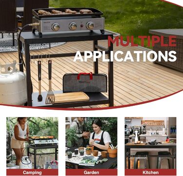 Royal Gourmet Grillwagen: Робочий стіл-гриль для барбекю на вулиці, 85x50 см, чорний