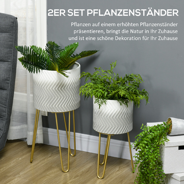 Outsunny Flower Pots Набір з 2 підставок для рослин Рамка кашпо для вітальні та балкона Металевий сучасний дизайн