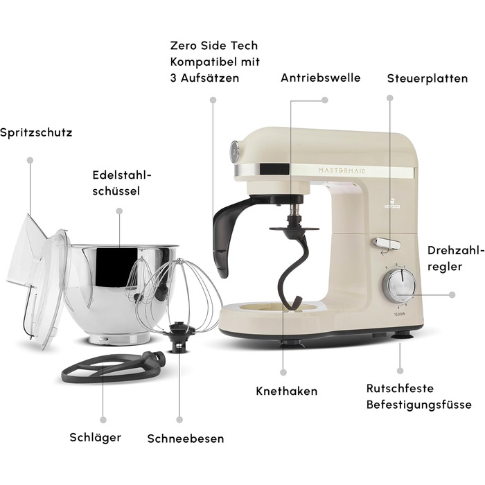 Кухонний комбайн Karaca Mastermaid Chef Pro: міксер, подрібнювач, 1500W, 5 л, Soft Cream