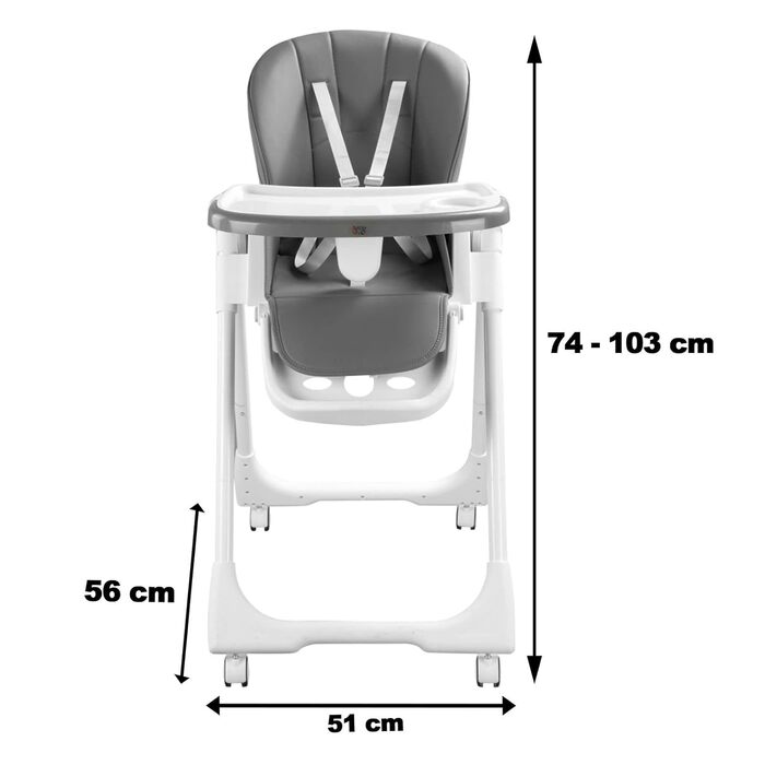 Дитячий високий стільчик Baby Vivo Kinder Hochstuhl з регулюванням висоти та функцією гойдання, колір Cool Mint (антрацит)