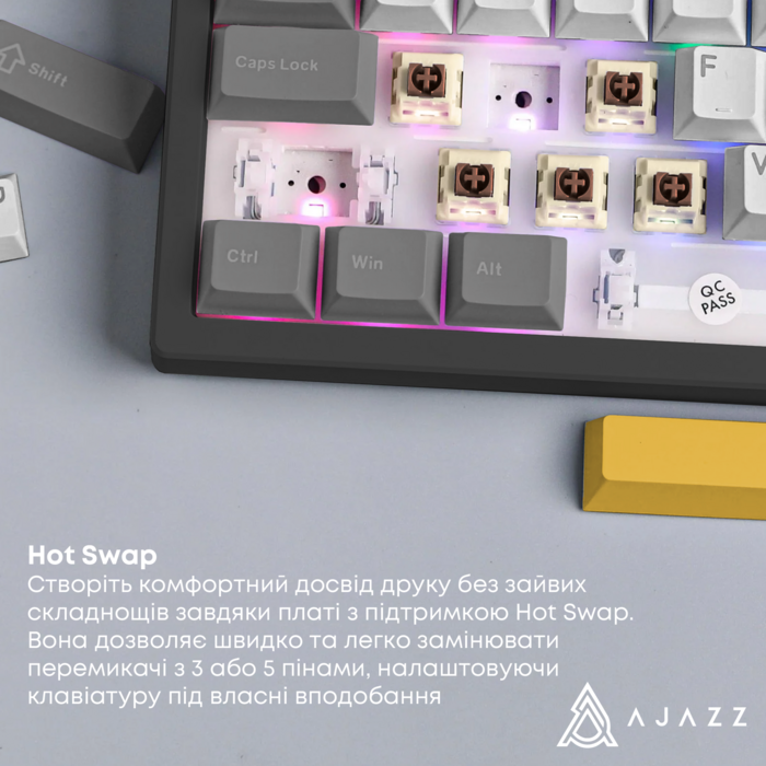 Бездротова механічна клавіатура Ajazz AK980 V2 Maillard Switch Black (AK980-V2-M-BGY)