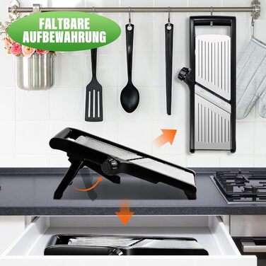 Машхоум (Masthome) тертка для овочів 5-в-1 Mandoline, з нержавіючої сталі, регульована, для овочів, фруктів, картоплі, помідорів, цибулі, 40см