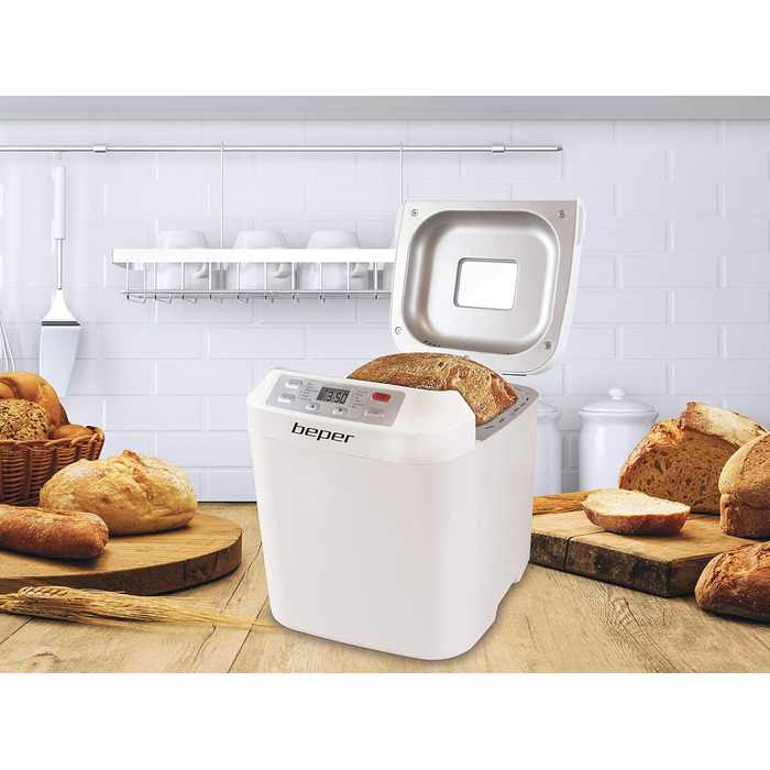 Хлібопекарська машина BEPER з антипригарним контейнером з ABS пластику, біла