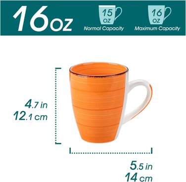 Ванкассо BONITA набір чашок для кави з 6 шт. , набір чашок фаянс, кавова кружка 500 мл з ручкою, чашки для еспресо, чашки для чаю великі, підходять для різних напоїв, колір (барвистий)