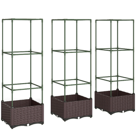 Набір з 3-х високих грядок з опорою для ліан: ящики для рослин з дренажними отворами