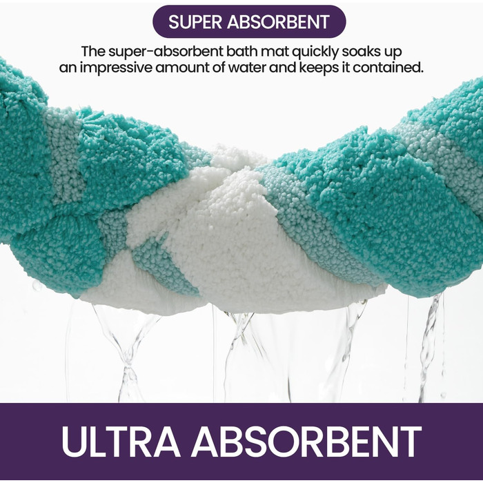 Нековзна килимок для ванної кімнати DEXI 50 x 80 см, м'який, швидковисихаючий, для ванни, душу, зеленого кольору