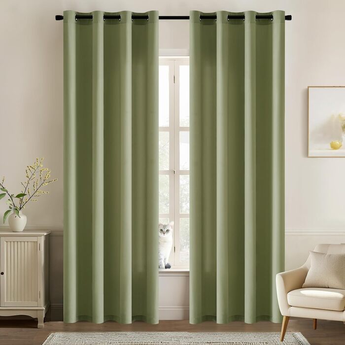 Комплект штор MIULEE Voile з 2 шт. , напівпрозорий, 140x260см, Bean Green