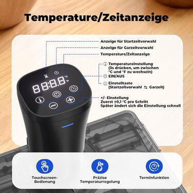 Су-від кухонний прилад Sous Vide Garer Stick 1000W з резервуванням, прецизійний посуд для приготування їжі, іммерсійний циркулятор