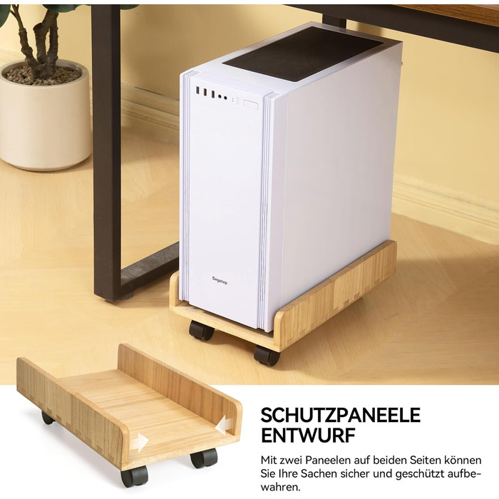 Кріплення для CPU KIRIGEN, комп'ютерний корпус ATX, мобільний стенд з колесами, натуральне дерево