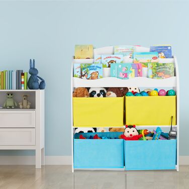 Поличка Relaxdays для дітей з 4 тканинними кошиками