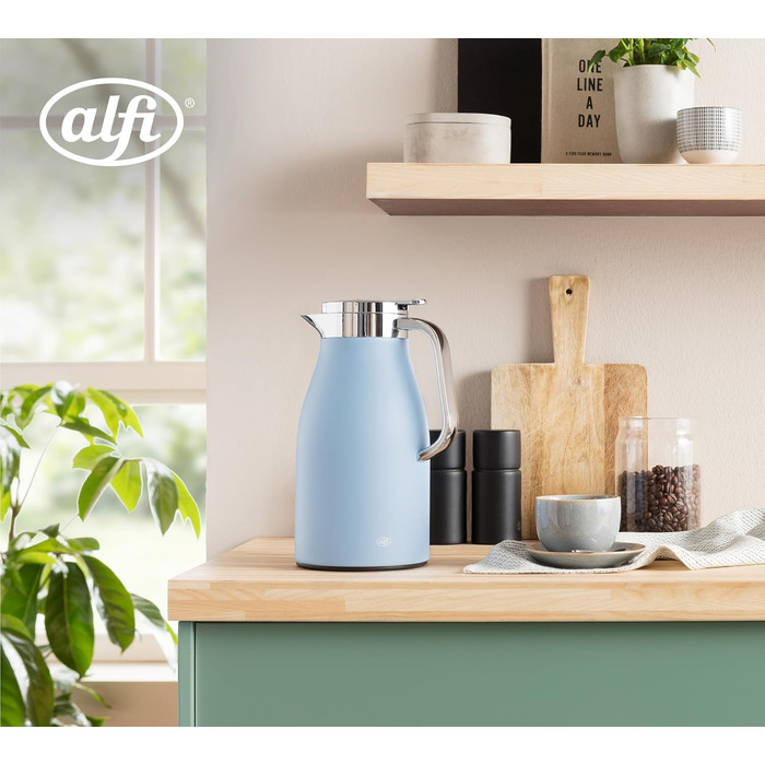 Термос Alfi SKYLINE 1.0л Pastel Water: термоізоляційний термос з нержавіючої сталі, з гігієнічним скляним вкладишем, поворотним кришкою з кнопкою, ергономічною ручкою, BPA-free, 1000 мл