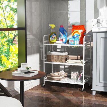 Металевий сервісний візок HDANI з 3 рівнями, на коліщатках, 48x30x75 см, для кухні, бару, ванної кімнати