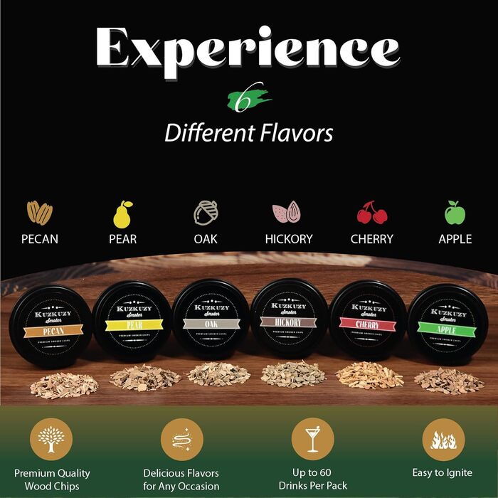 Набір для копчення коктейлів Bouron: факел та 4 види тирси для приготування димних напоїв