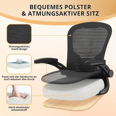 Офісний стілець Synorla ергономічний з підтримкою спини, до 150 кг, поворотний, чорний