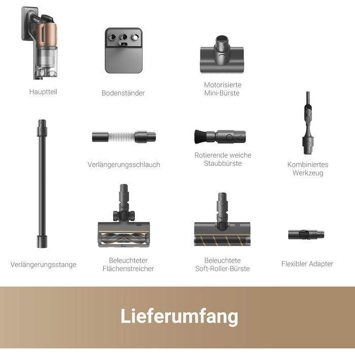 Dreame Z20 - Бездротовий пилосос з потужністю 190AW, LED-дисплеєм та технологією розпізнавання бруду, синій LED-підсвічування, для прибирання дому, видалення шерсті тварин та килимів