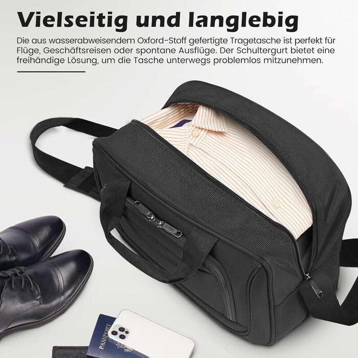 Валіза COOLIFE з 4 колесами, ручна валіза з TSA-замком, тканинна валіза, комплект 2 шт (середня, блакитний+сріблястий)