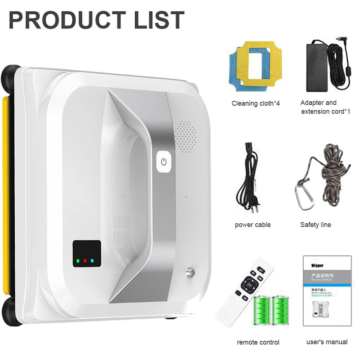 Робот-мийник вікон Topchances - розумний робот для миття скла з керуванням через додаток та пультом. Автоматичний миття вікон для дому та вулиці, підходить для високих вікон та стель. Магнітний, білий.