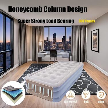 Надувне ліжко Icelus Doppel 204x153x23 см з повітряним насосом. Надувний матрац для кемпінгу, подорожей та дому. Ліжко для відпочинку, спальне місце для 1 особи