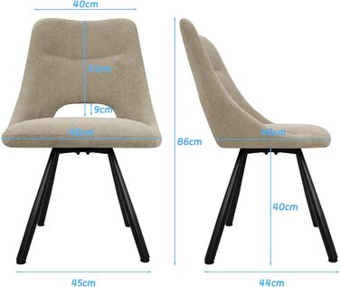 Набір з 4-х обідніх стільців, 180° поворотні, з м'яким сидінням, матеріал: бавовна-кашемір, сучасний дизайн, металеві ніжки, колір: хакі