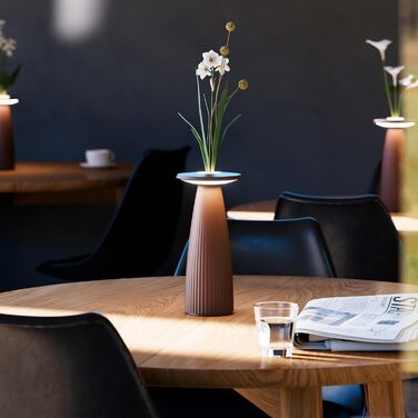 LED-лампа SIGOR Nuflair з вазою для квітів - бездротова, диммувана, для дому та саду, IP54, 24 см, 12 годин роботи, колір: іржаво-коричневий