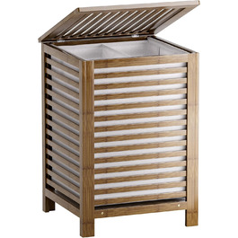 SMIBUY Кошик для білизни з бамбука з кришкою, 30л, для одягу, іграшок, рушників (горіх)