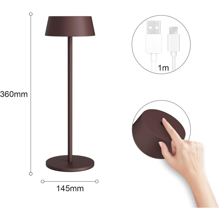 LED-лампа на акумуляторі K-Bright (2 шт.) - тепле світло 3000K, диммер, для дому та саду