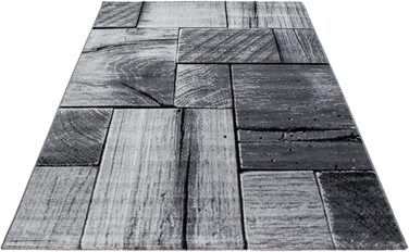 Килим з коротким ворсом дизайн з дерев'яними балками для вітальні 11 мм Висота ворсу Висока обробка м'який прямокутний бігун сірий, Розмір 80x150 см (120x170 см, чорний)