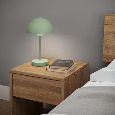 LED настільна лампа Skølm Aeriala: регульоване світло, USB-C зарядка, до 10 годин роботи, металева, тепле біле світло, енергоефективність G (м'ятно-зелена)