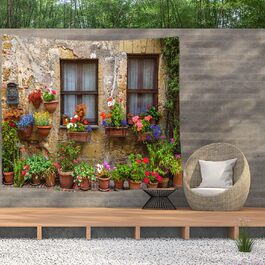 Бачити крізь вікно Рослини Квіти Природа - Гобеленовий плакат - 200x150 см - Садовий плакат - Гобелен великий - Декоративний аксесуар для саду та вітальні
