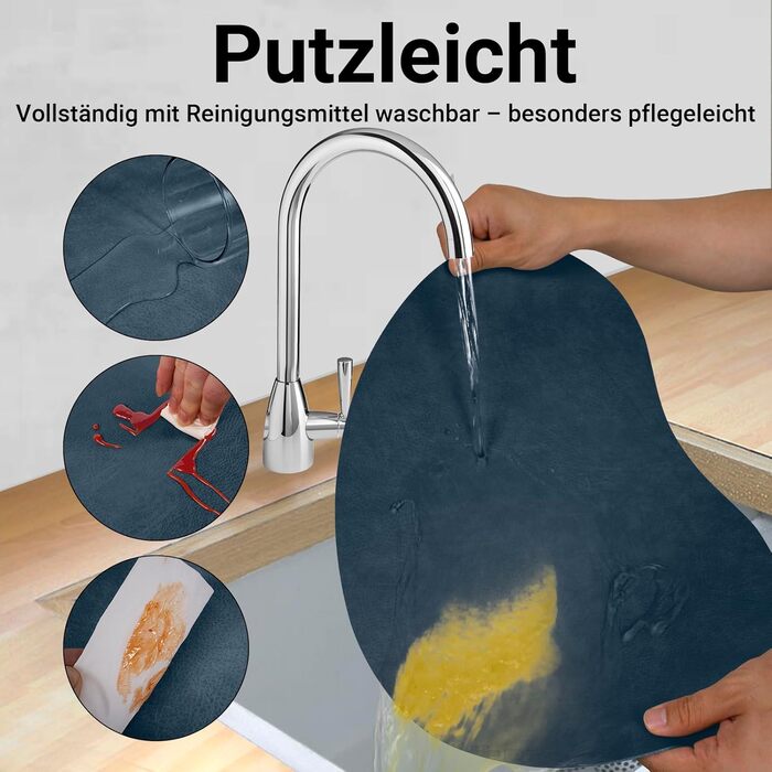 Набори підставки під гаряче та серветки для столу, миючі, термостійкі, імітація шкіри, двосторонні, 43x30 см, світло-зелений+бежевий (4 шт.)