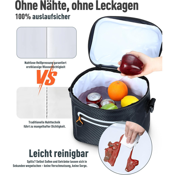 Термосумка-холодильник 7л, 14л, 24л ізольована водонепроникна для кемпінгу, пікніка, пляжу та грилю - Carbon-Schwarz (Чорний)