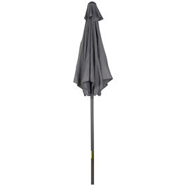 Outsunny Parasol Ø196 см, поворотна парасолька з функцією складання, шестикутна балконна парасолька пляжна парасолька вітрозахисна стабільна ринкова парасолька з колінчастою парасолькою для захисту від сонця для пляжу Балконний сад, темно-сірий