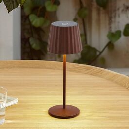 Lindby LED акумуляторна настільна лампа з димером, бездротова, з датчиком дотику, портативна, для внутрішнього та зовнішнього використання, IP54, для саду (Коричнева)