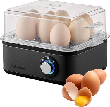 Електричний яйцеварка на 1-8 яєць з підігрівом, з нержавіючої сталі, 500 Вт, 3 ступені нагріву, без BPA, придатний для миття в посудомийній машині, LED-перемикач, міцний та довговічний
