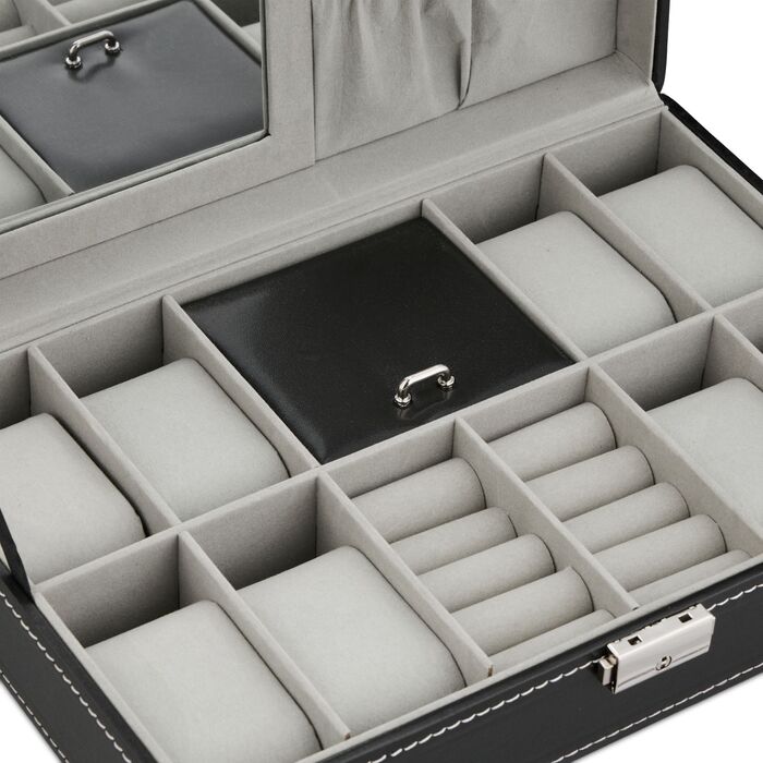 Стильна чорна скринька Relaxdays для зберігання 8 годинників