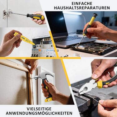 Набір інструментів Sundpey 170 предметів з акумуляторним дрилем-шуруповертом 21V, 2.0Ah, жовтий кейс для дому та ремонту