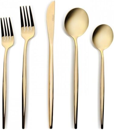 Набір столових приборів Karaca Orion Gold 60 предметів для 12 осіб - нержавіюча сталь, ножі, виделки, ложки, блискучі ножі та виделки, кухонний набір