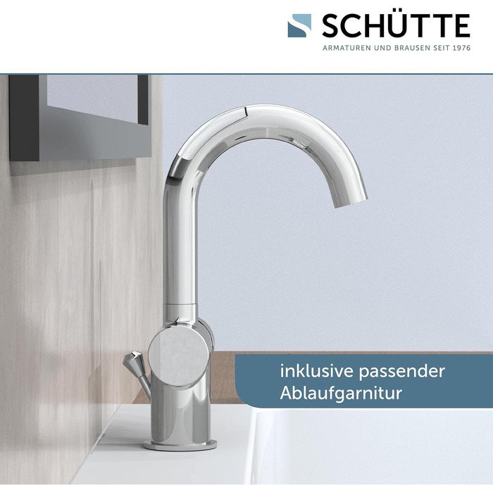 Змішувач для ванної SCHÜTTE 79710 LONDON з висувною лійкою, для миття волосся, однорідний, з комплектом зливу, хром