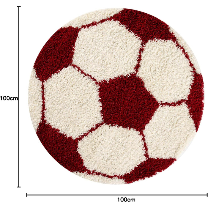 Дитячий килимок Футбольний червоний 100 см Круглий - Кудлатий, М'який, Пухнастий, Ігровий килимок