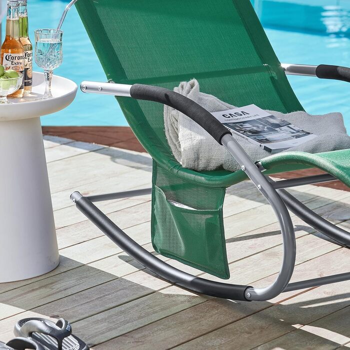 Шезлонг SoBuy для 2 осіб, садова швейцальська гойдалка, вологостійка, для тераси, балкона, кемпінгу, до 150 кг, Gartenmübel OGS28-SCHx2 (темно-зелений)