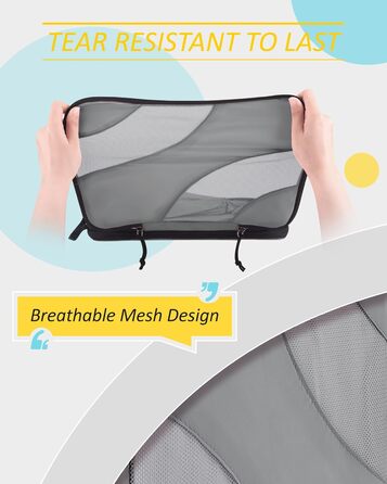 Набір компресійних органайзерів для подорожей BAGSMART Packing Cubes, набір для пакування речей у валізу та ручну поклажу, 6 предметів, сірий