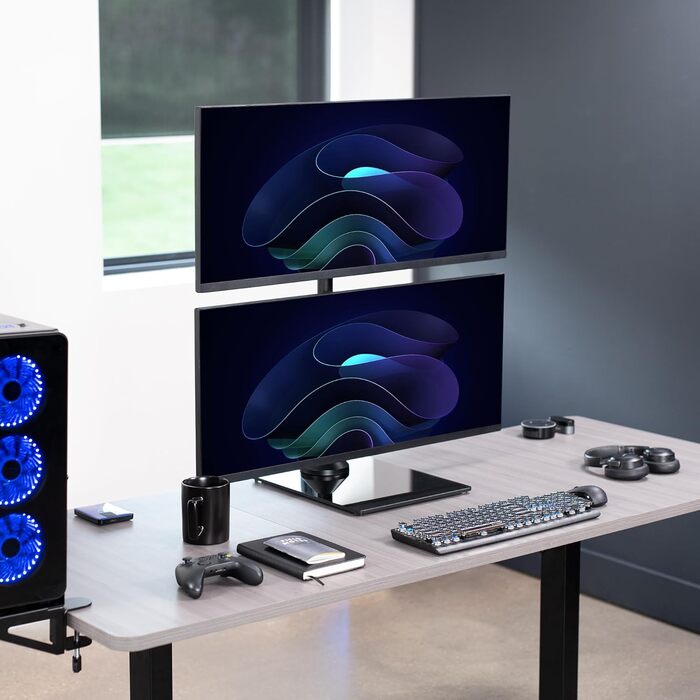 Підставка для монітора VIVO STAND-V202L на 2 екрани, вертикальна, для широких моніторів, регульована, до 49
