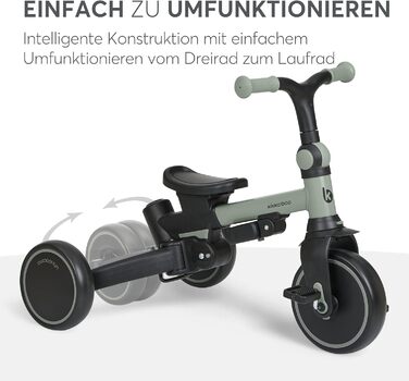 Триколісний велосипед KikkaBoo Dreirad 8-в-1 з ручкою для батьків, алюмінієва рама, зелений. Для дітей від 1 року.