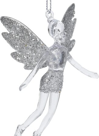Балерина-танцівниця в якості ялинкових прикрас-танцівниця в якості різдвяного прикраси-блискучі підвіски на Різдво вибір варіюється (фея сріблястого кольору), 2 шт.