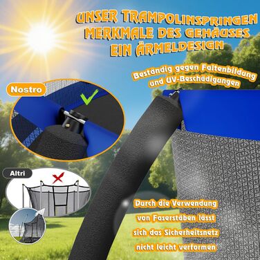 Батут садовий Devoko Ø305 см з захисною сіткою та драбиною, блакитний - для дітей та дорослих, сертифікат GS