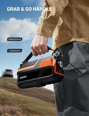 AstroAI MF16 Powerbank для запуску авто з компресором 150 PSI, 6000A, для 12V авто, мотоциклів, SUV, з LED-дисплеєм, помаранчевий