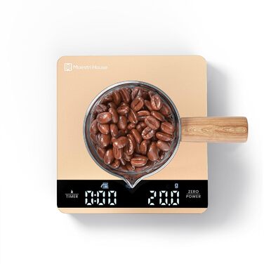 Ваги для кави Maestri House Mini з таймером, 2 кг/0,1 г, для еспресо та Pour-Over, портативні, цифрові, з автоматичним вимірюванням часу (Золото)