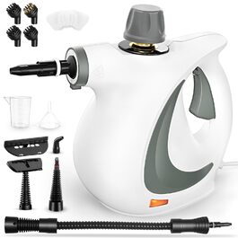 Портативний пароочисник для дому з аксесуарами, 3 бари, 1300 Вт, без хімікатів. Підходить для кухні, підлоги, плитки, диванів (білий)