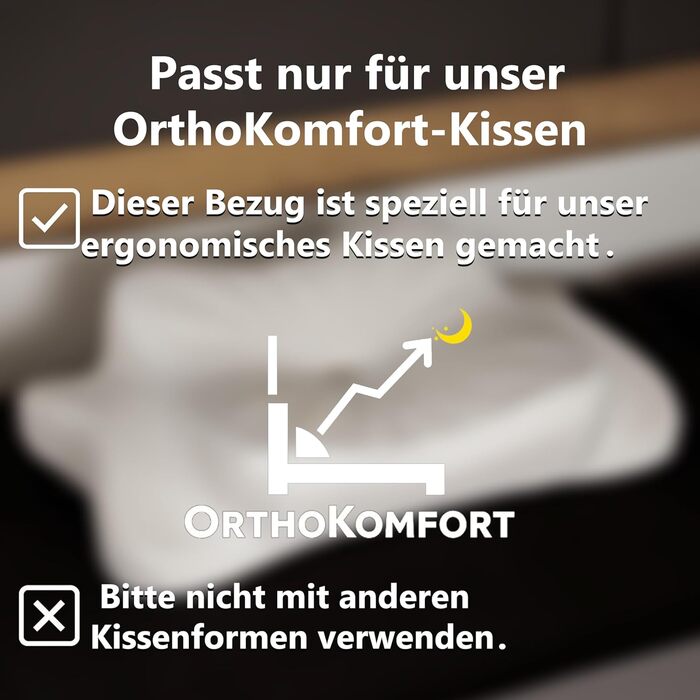 Ортопедична подушка OrthoKomfort® Memory Foam з ефектом пам'яті | Для сну на боці та на спині | Oeko-Tex, знімний чохол, для здорового сну | Біла подушка